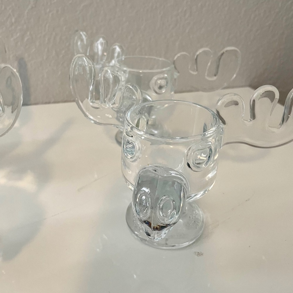 National Lampoons Christmas Vacation Marty Moose Eggnog Mugs Set of 4 Glass